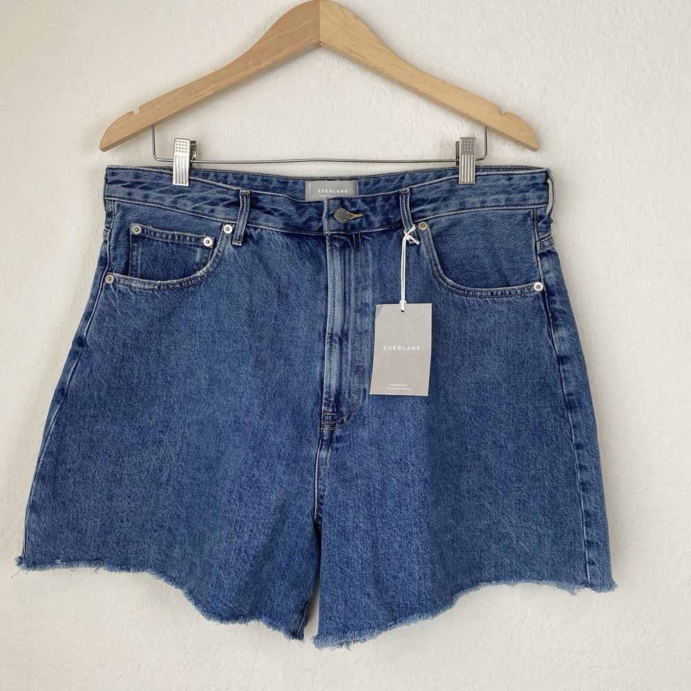 NWT Everlane The A-Line Denim Short Organic Cotton Blue Medium Indigo Size 33